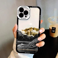 snow mountain clear phone case for iphone xr x xs 13 12 11 pro max 7 8 plus se 2020 soft shockproof transparent back cover funda