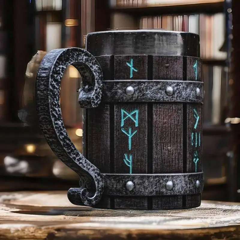 

Пивная кружка в виде бочонка викингов, дизайнерская двухслойная кружка для питья, стакан из нержавеющей стали с вкладышем большой емкости, аксессуары для кофейных чашек