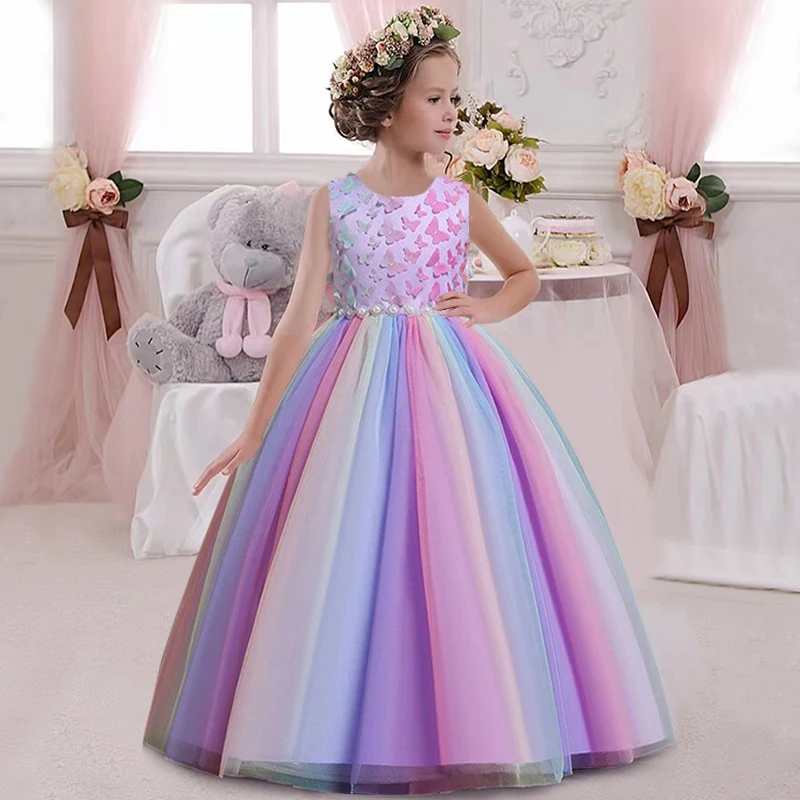 Белое свадебное платье с длинными рукавами для девочек кружевное принцессы из