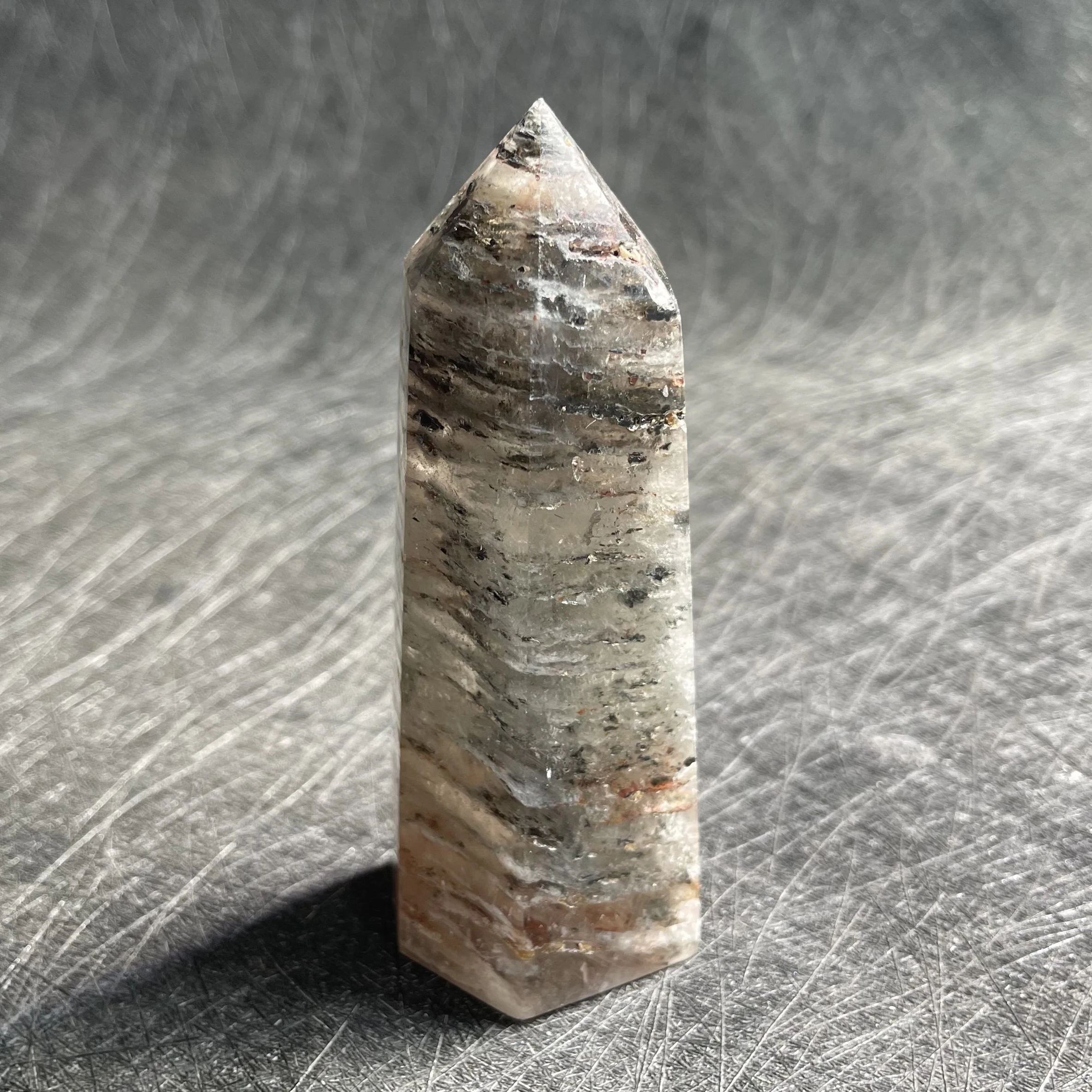 

117g Natural Green Phantom Wand Point Decoration Polished Quartz Crystal Reiki Healing Obelisk Z194