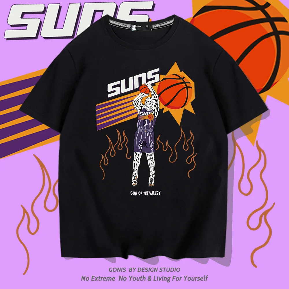 

Devin Booker Phoenix Suns 1 Graphic Oversized Men Cotton T-shirt Basketball Summer Clothing Women Casual Short Sleeve Tee Top