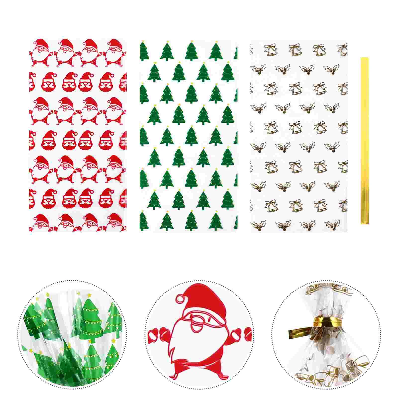 

150Pcs Practical Christmas Pouches Candy Packing Bags Adorable Wrapping Bags