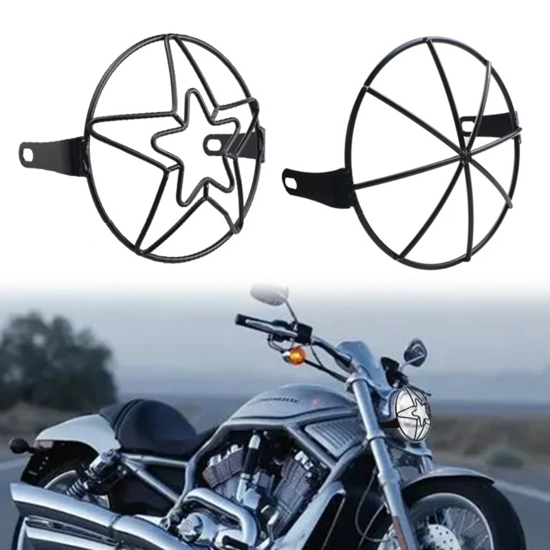 

5.75-6.5inch Headlight Fog Protector Mesh Grill Cover Motorcycle Accessory GTWS