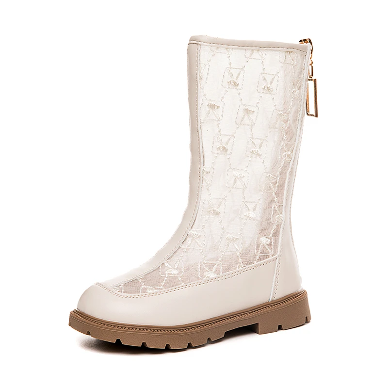 

Женские сапоги до середины икры, летние сетчатые дышащие однотонные простые шикарные туфли принцессы на молнии сзади с вышивкой для женщин ...