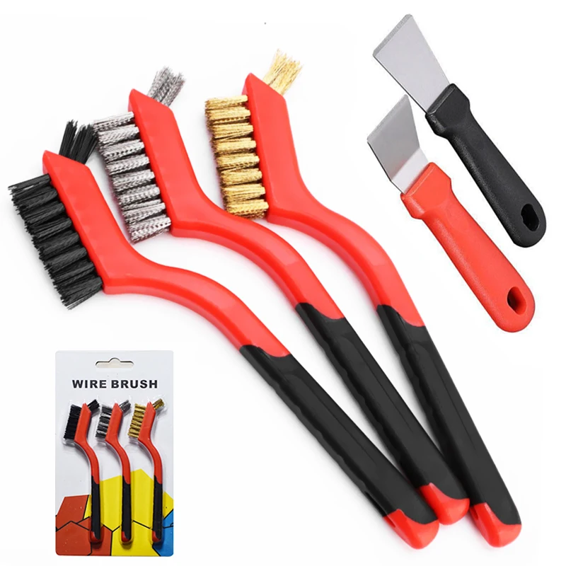 

Stainless Steel Brush Brass Cleaning Brush Polishing Rust Remover Metal Wire Burring Cleaning Tool Family 3-piece set 7 inches
