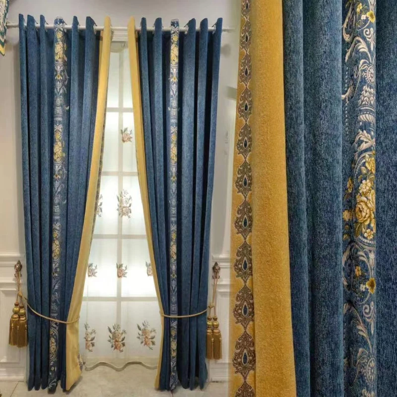 

Европейские кашемировые бесшовные сращивающиеся экраны из синели, простые современные роскошные занавески для гостиной плотная шторка в с...
