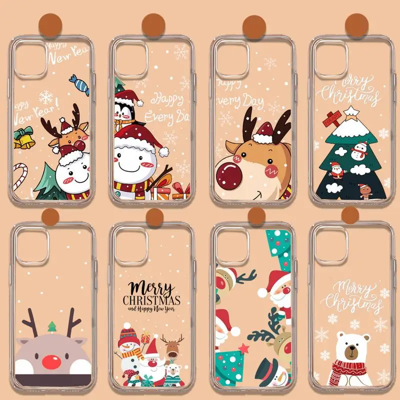 

Merry Christmas new year Phone Case Transparent soft For iphone 11 13 12 14 x xs xr pro max mini