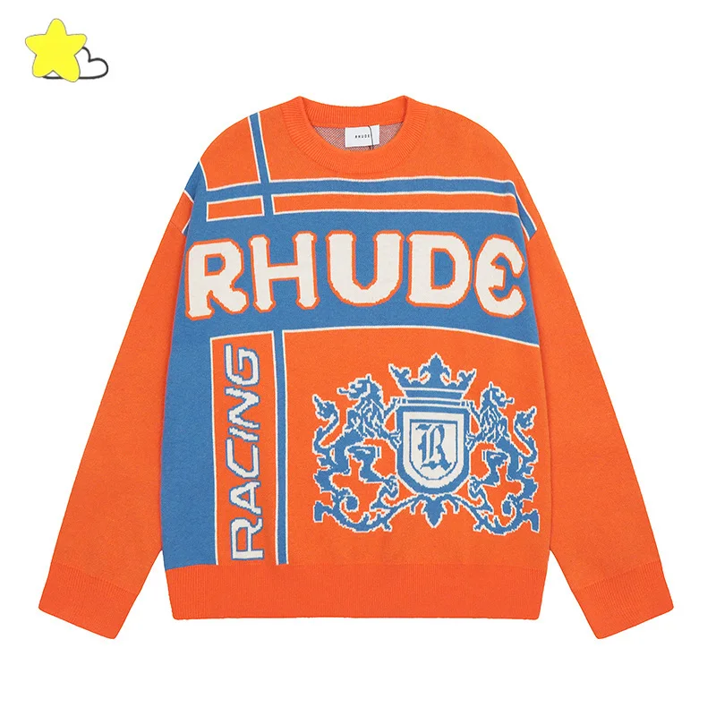 

Свитер жаккардовый с логотипом «блоки» для мужчин и женщин, оранжевого цвета, 2023