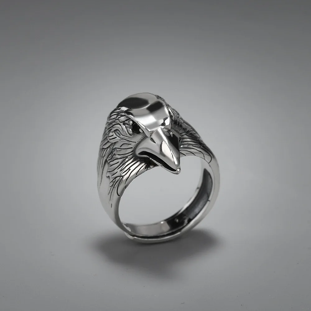 

Vintage personality domineering Eagle head opening adjustable ring