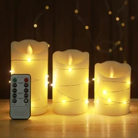 d2 3pack led flameless candles with remote battery operated candles with silver fairy string lights electric candles with flame