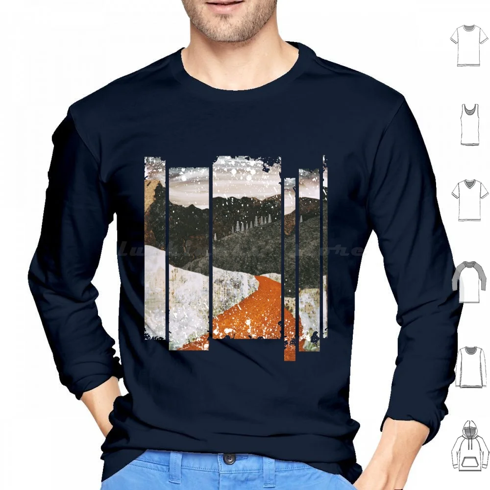 

Desert Snow Hoodie cotton Long Sleeve Desert Snow Mountains Trees Season Winter Road Landscape Nature Brown Orange White Grey