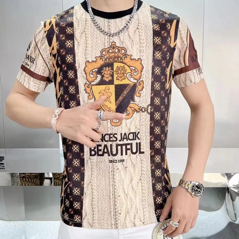 

2023 Summer Fashion Brand Men Short-sleeved Pullover Men Casual Personality Pattern Comfortable Funny Tee Shirts Homme