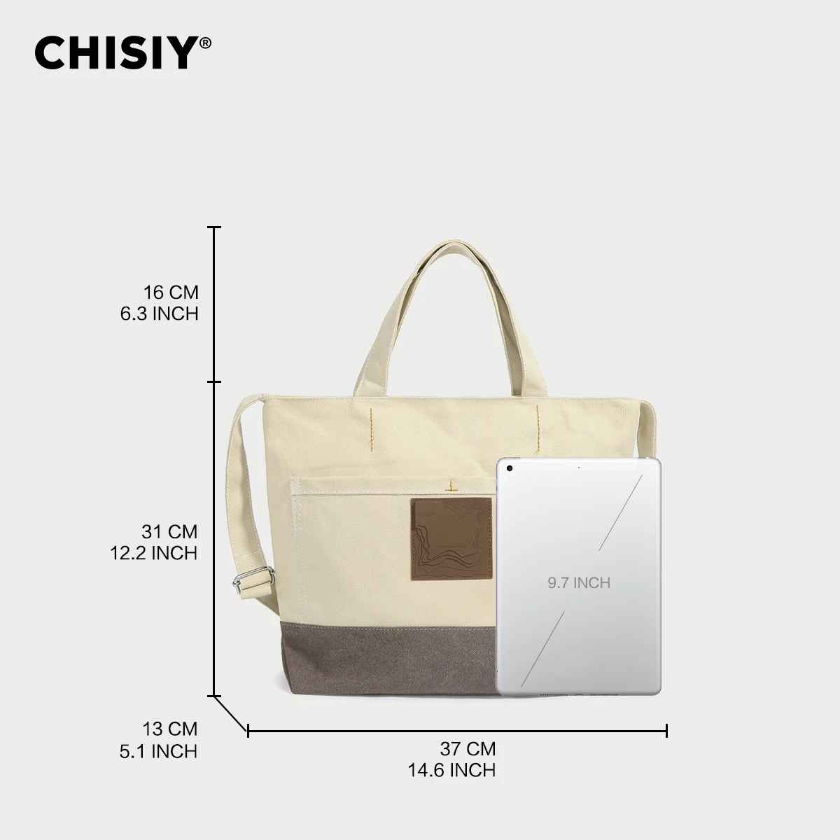 Chisiy Женская Большая Холщовая Сумка-тоут Белая Сумка На Плечо