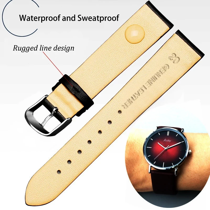 High quality Soft Watch Strap 8mm 10mm 12mm 14mm 16mm 18mm 20mm 22mm 24mm Genuine Leather Brown Red Pink Black Watchband