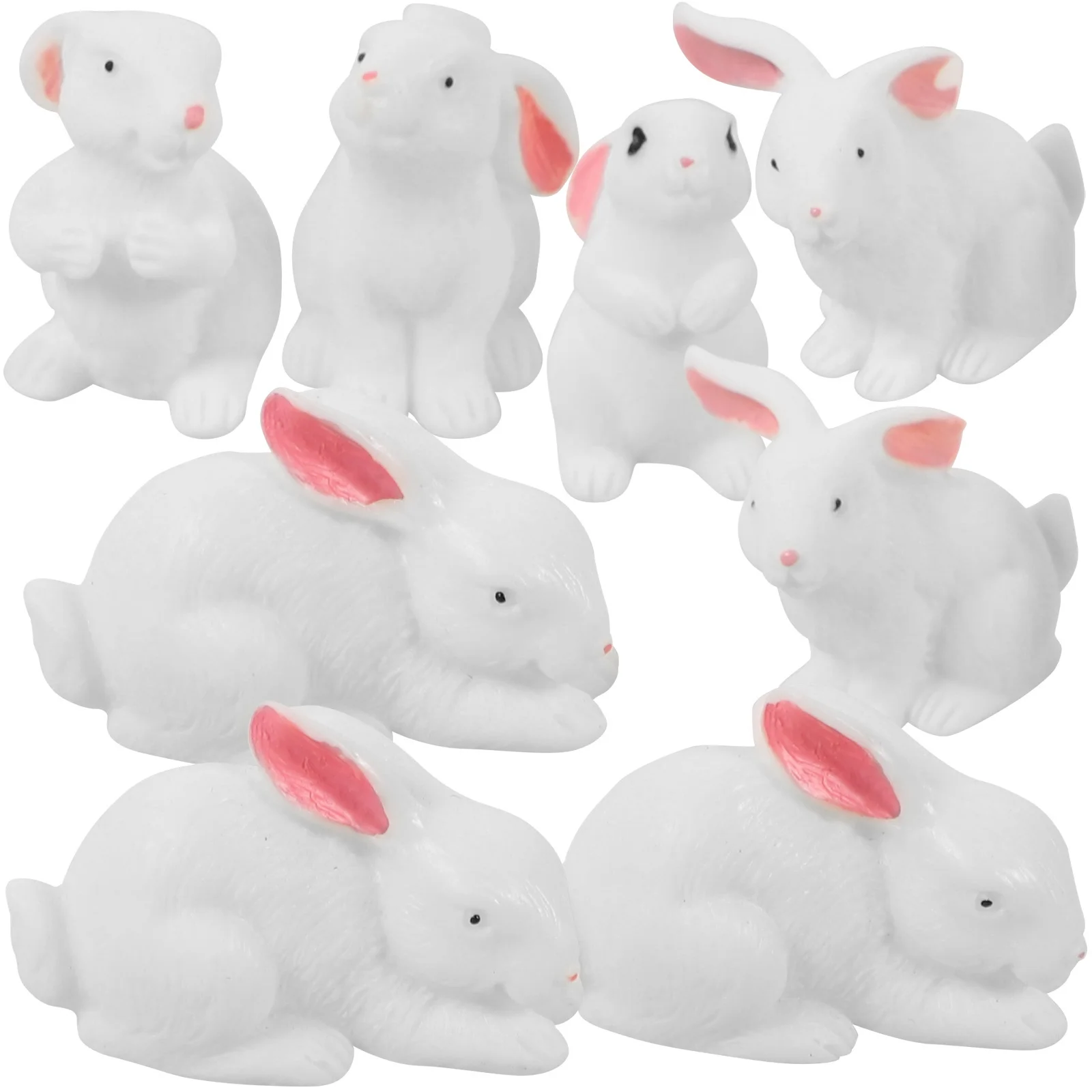 

8pcs Miniature Rabbit Figurines Resin Craft Ornament
