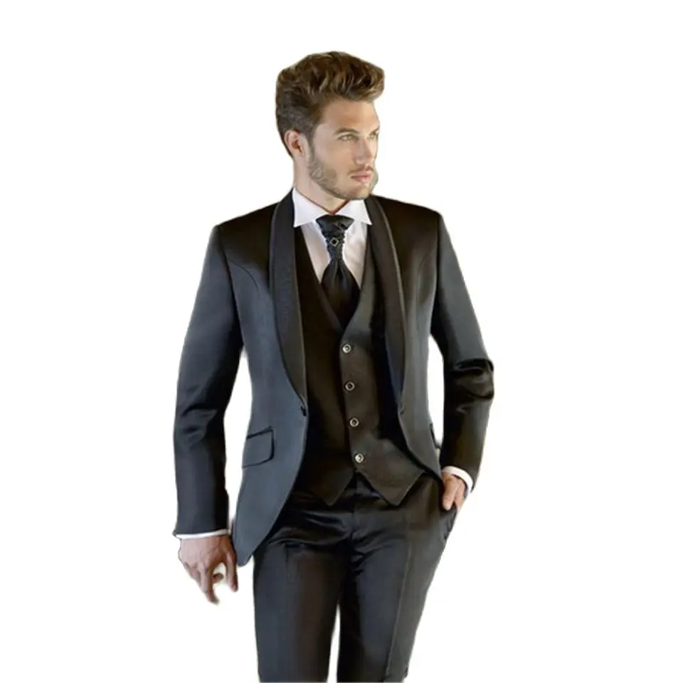 

New Classic Men’s Suit Smolking Noivo Terno Slim Fit Easculino Evening Suits For Men Tuxedos Black Groom Bridegroom Party Tuxedo