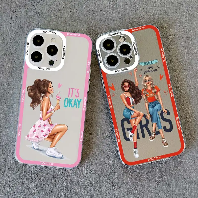 Прозрачный модный женский чехол для телефона iPhone 15 14 13 12 Pro Max 11 XR X XS SE 7 8 Plus