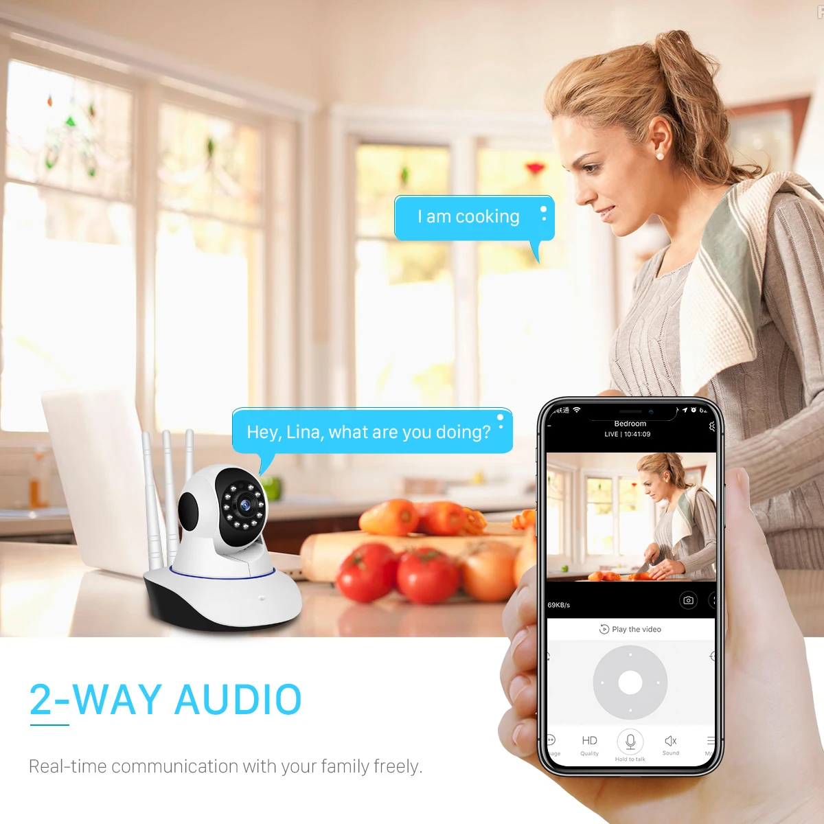 BESDER 3MP FHD H.265AI Беспроводная IP-камера Видеонаблюдение Wi-Fi камера 2-сторонняя аудио