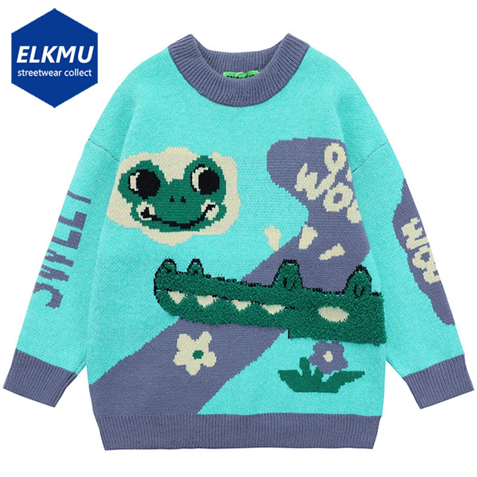 

Sweaters for Men Creative Pattern Oversized Knitted Sweater Streetwear Harajuku Hip Hop Pullover Sweaters for Male Autumn Winter