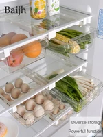 plastic fridge drawer kitchen fruit food storage box organizer slide under clear drawer box rack holder refrigerator storage
