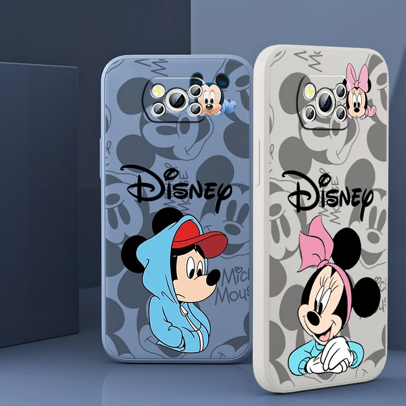 

Disney Minnie Mickey Mouse Boy Liquid Rope Phone Case For Xiaomi Poco X5 X4 X3 Pro NFC F4 F3 GT M5s M4 M3 C55 C50 5G Cover