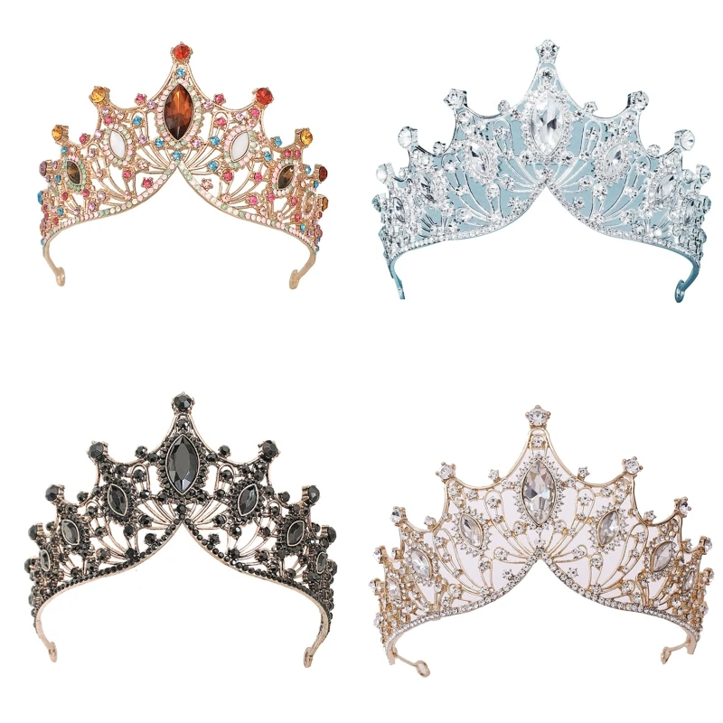 

Vintage Tiaras Colorful Crowns for Women Rhinestone Queen Bride Tiara Decor
