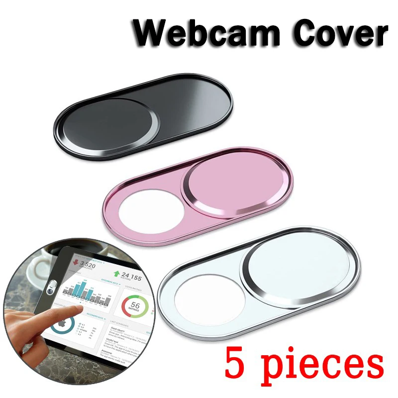 5 Pcs Webcam Cover Metal Mobile Phone Lens Protective Cover Camera Lens Slider Privacy Protection for Tablet Laptop Smartphone