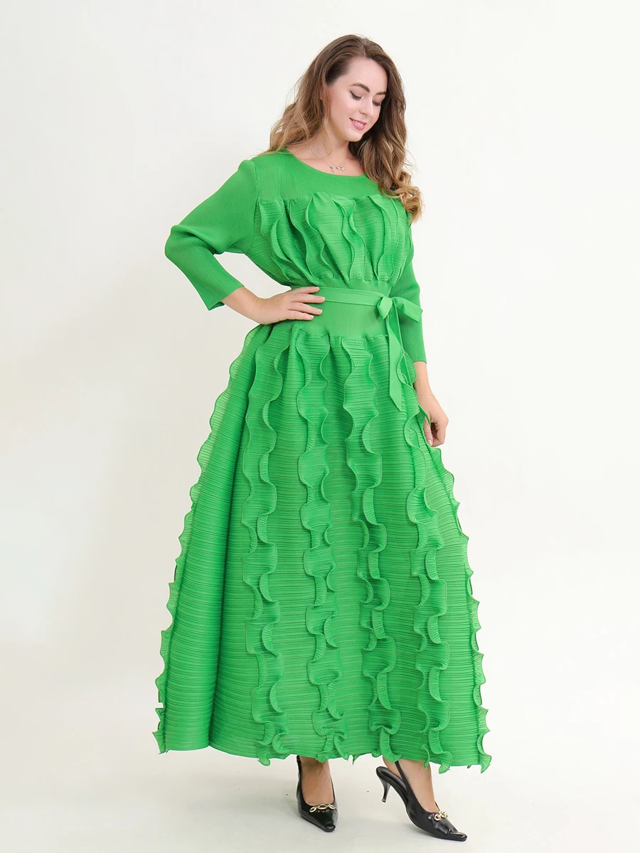 EGRM Miyake Плиссированное дизайнерское платье с оборками для женщин Роскошная юбка