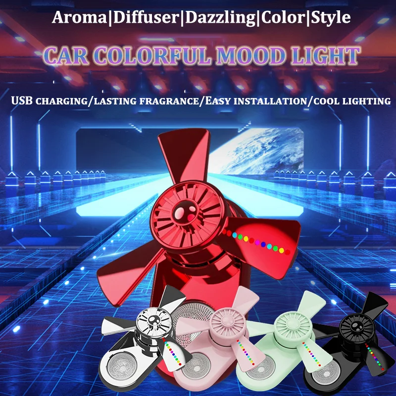 Автомобильная ароматерапия атмосфера светодиодные мини-огни мигающий воздушный выход декоративная лампа умный красный зелёный синий пикап красочное окружающее освещение 5 цветов