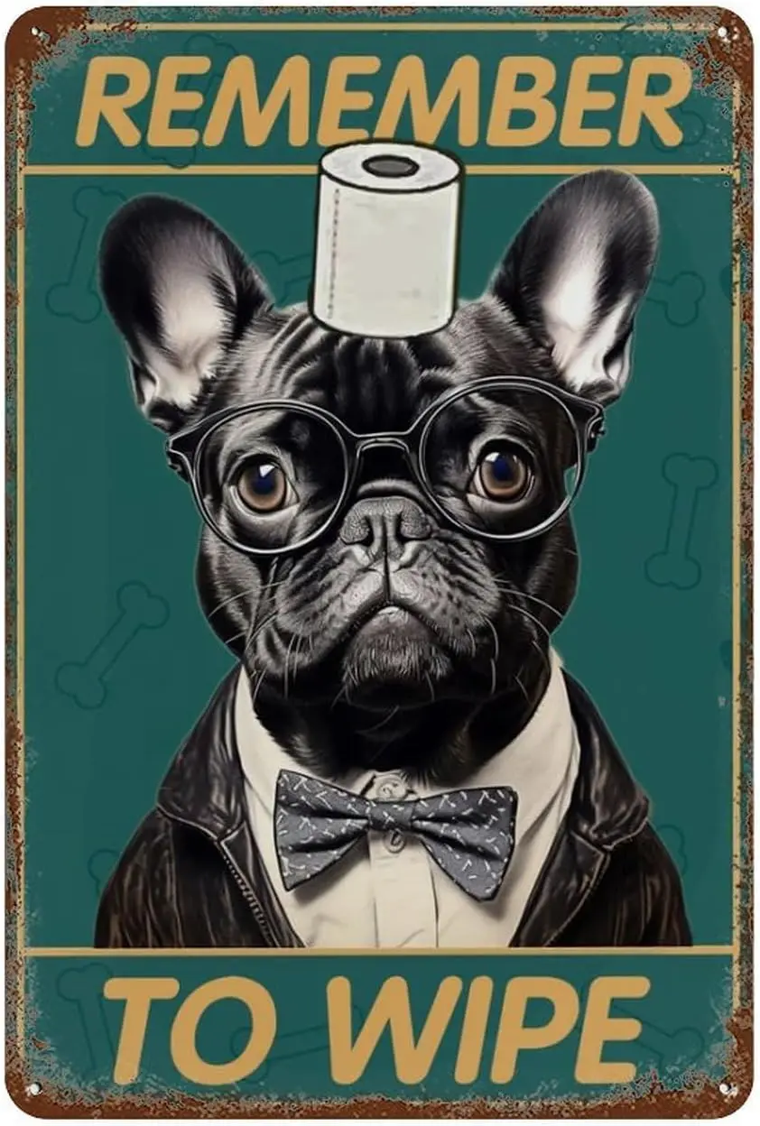 Металлический жестяной ретро-плакат с французским бульдогом таблички надписями