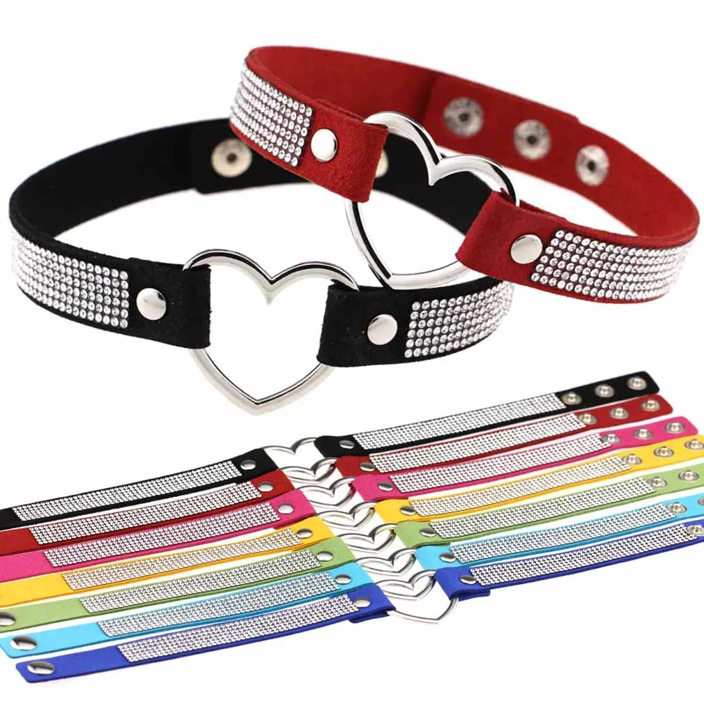 

Gothic Rhinestone Inlay Choker Flannel Alloy Heart Collar Necklace For Women 2022 Sexy Party Club Bar Jewelry Neck Accessories