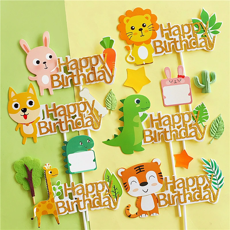 

1 шт. милые топперы для торта, бумажные тематические топперы для кексов с изображением леса и животных, медиаторы для детского дня рождения, ...