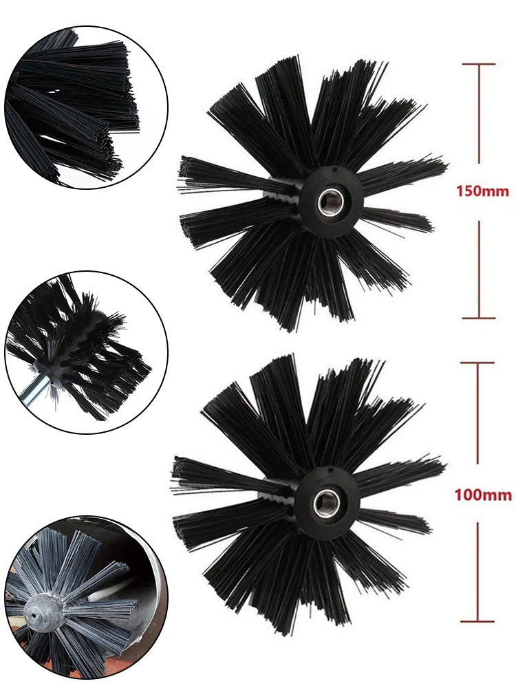 

100/150mm Chimney Brush Hexagonal Rod Dryer Vent Cleaning Brush Chimney Lint Remover Bristle Head Cleaning Tools