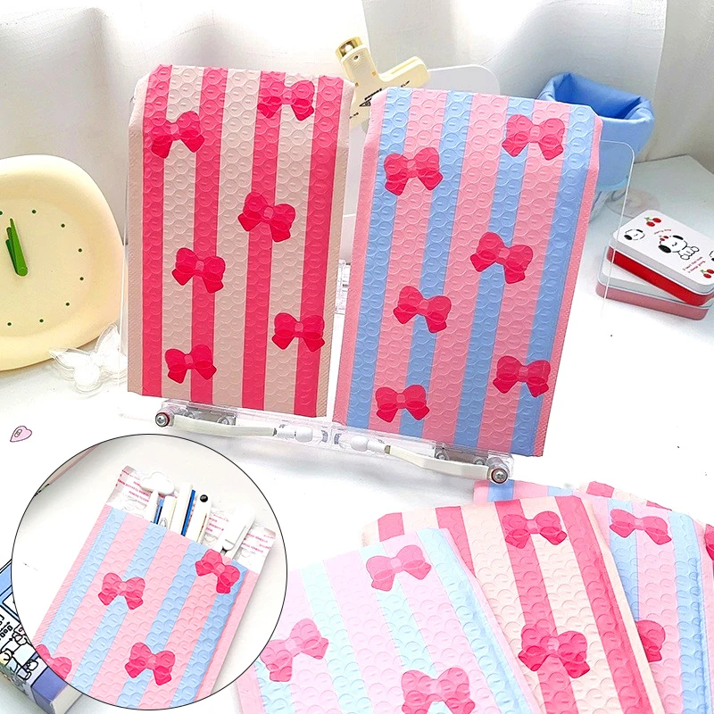 

Ins Wind Cute Pink Girl Bow Express Bag Envelope Bag Clothing Doggy Bag Shockproof Bubble Bag Large Capacity Design Simple