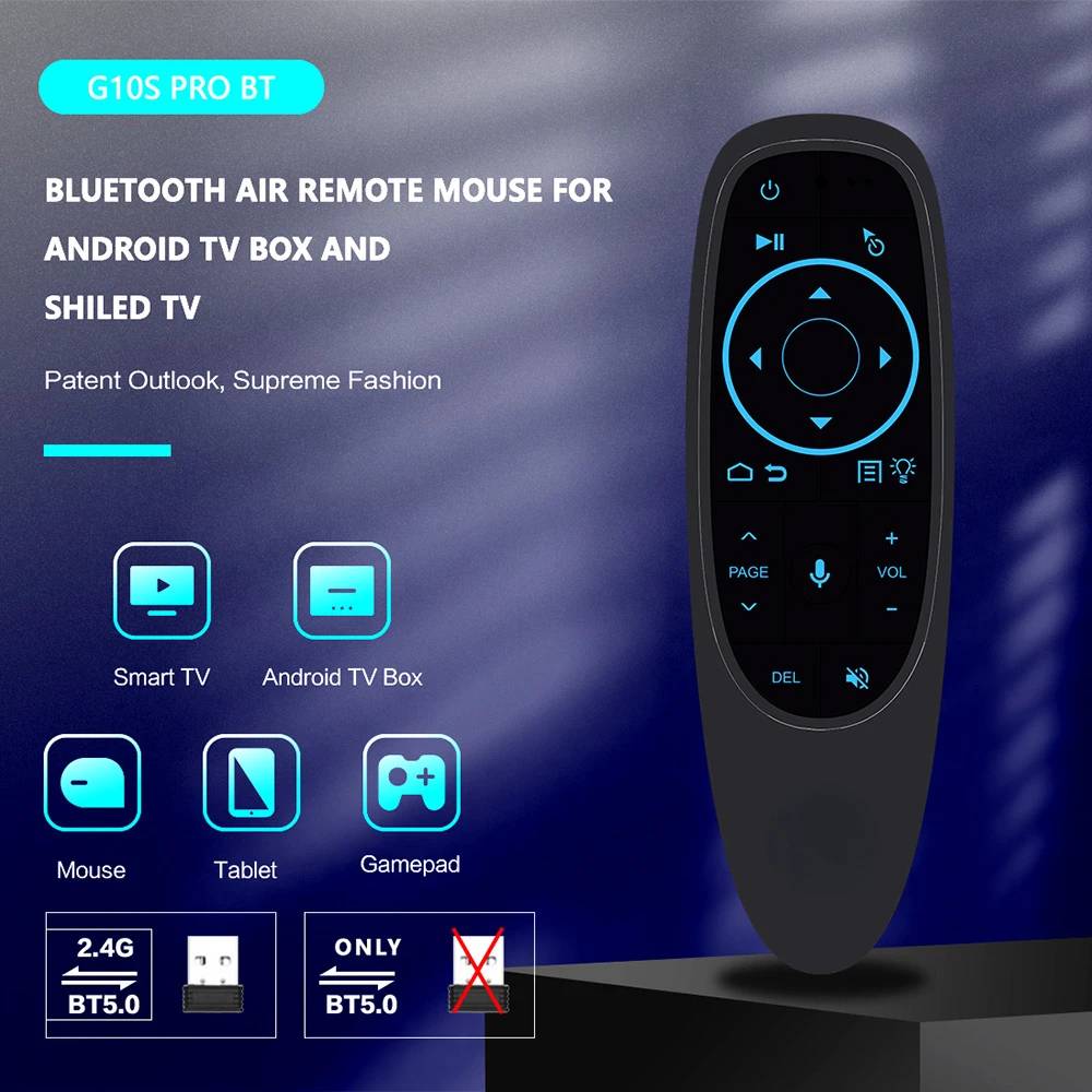 

Hot Sales Wireless Air Mouse Google BT5.0 Voice Remote Control Microphone IR Learning 6-axis Gyroscope for Android 11 10 9 TV B