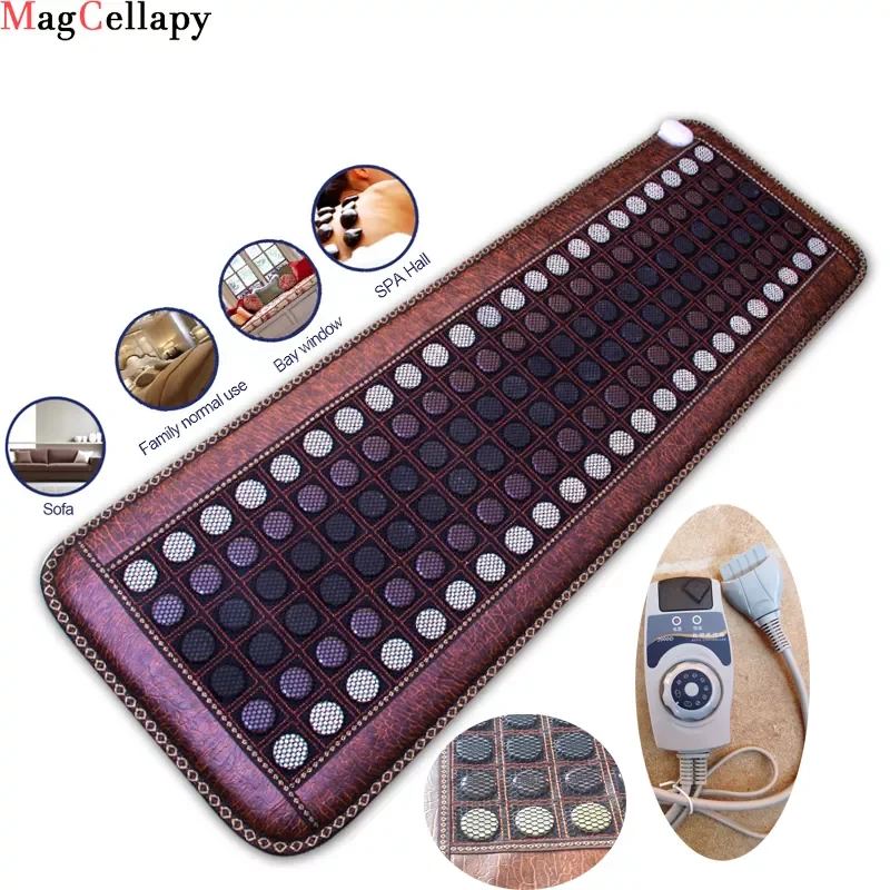 

NEW2022 Infrared Heating Mat - Hot Stones Jade Tourmaline - Negative Ions - Mesh Mat - Adjustable Timer & Temperature - Heat