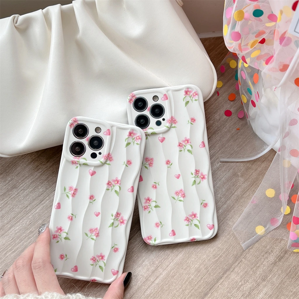 

Water Ripple Matte Small Broken Flower Soft TPU For iPhone 15 14 13 12 11 Pro Max Shockproof Protective Phone Case