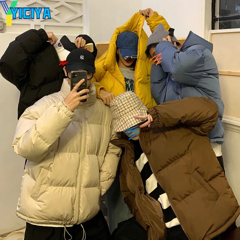 Winter Parkas Women 2022 Coats Zipper Stand-neck Jackets Mens Casual Streetwear Hip Hop Parka Korean Female Clothing Outwear Y2k