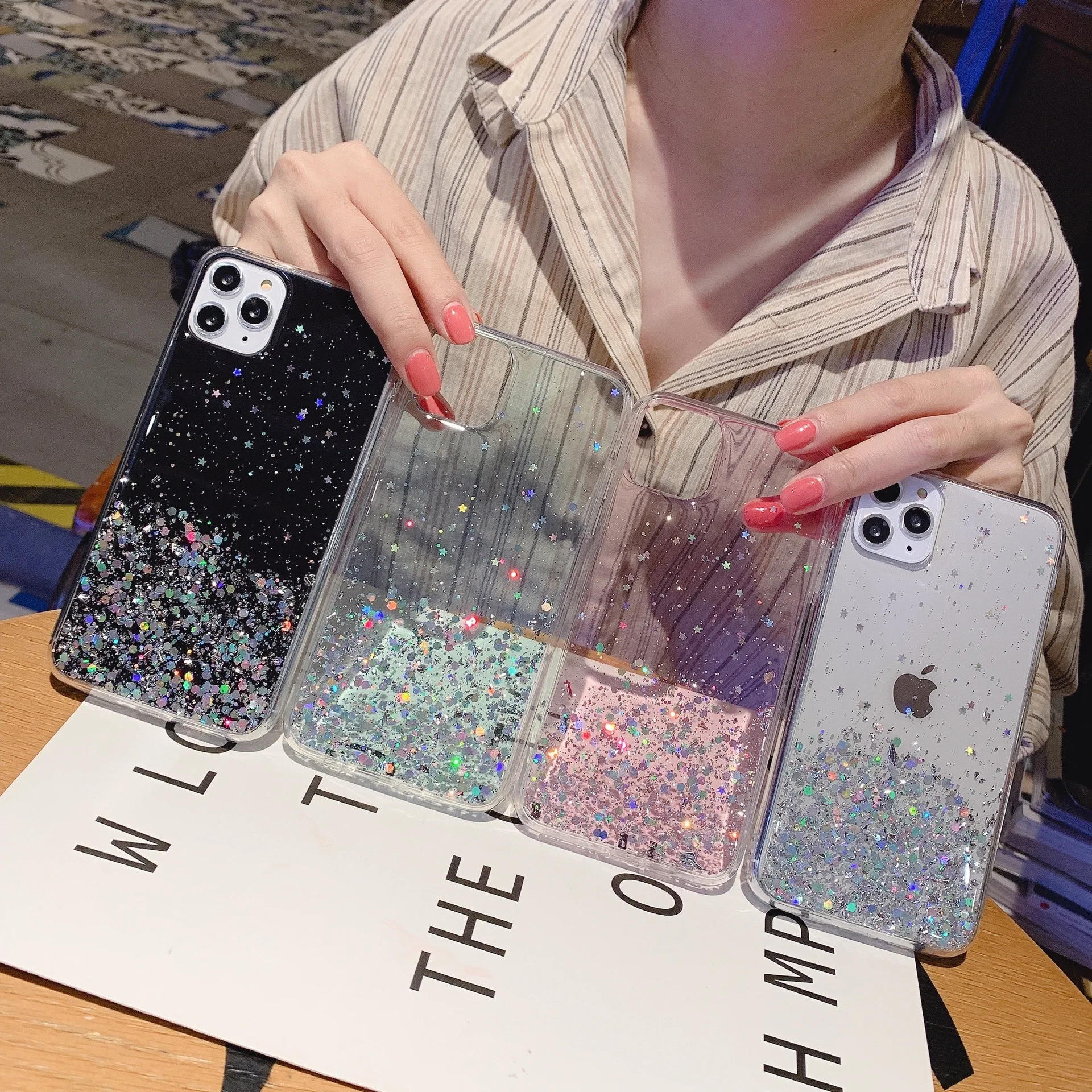 

Luxury Gradient Sequins Clear Glitter Phone Case For iPhone 13 14 12 11 Pro Max X XR XS Max 7 8 14 Plus SE20 Soft TPU Back Cover