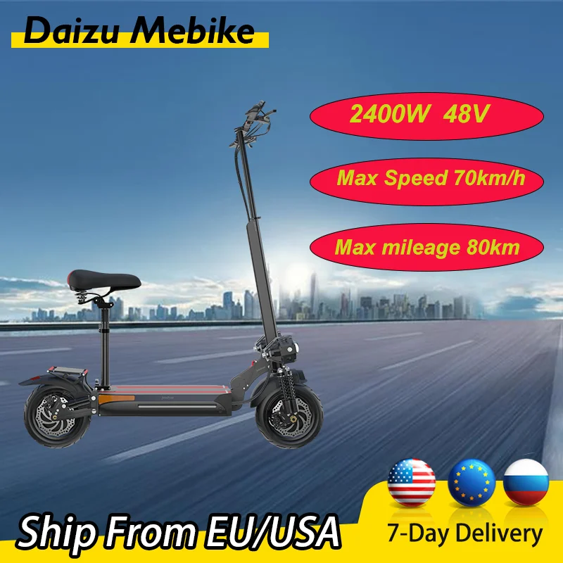 

2400W 48V Electric Scooter Foldable Dual Motor 70KM/H Max Speed Powerful E Scooters Max Mileage 80KM Kickscooter With Seat