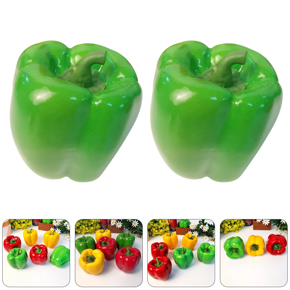 

2 Pcs Artificial Bell Pepper Simulation Peppers Model Decor Childrens Toys False Imitation Ornament Kids Props House