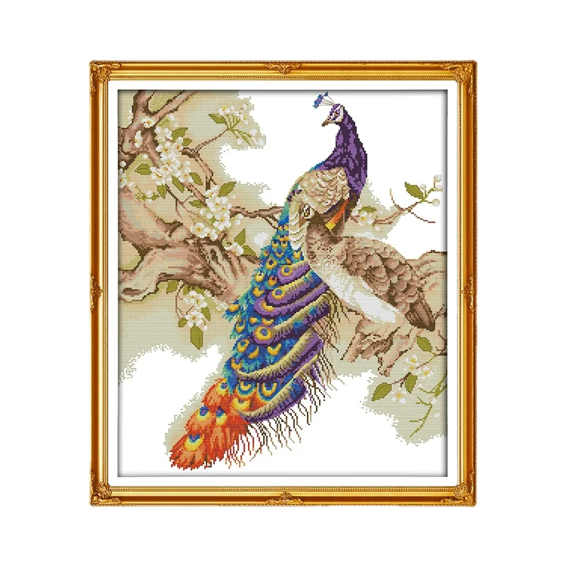 

Joy Sunday Peacock Cross Stitch Patterns DMC DIY Hand Crafts 14CT 11CT Printed on Canvas Counted Embroidery Kit for Needlework