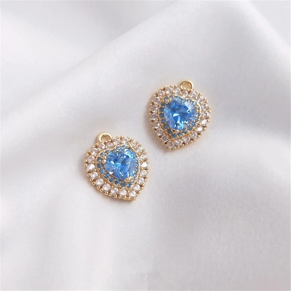 

14K Gold Filled Plated Micro zircon Ocean Heart pendant Handmade DIY necklace for women clavicle chain pendant