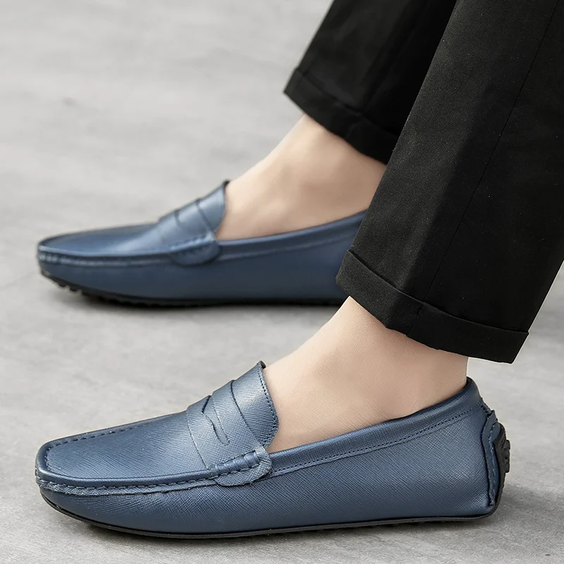 

Driving Fashion Shoes Genuine Leather Loafers Men Shoes Spring Autumn Soft Casual Business Peas Shoes Male Flats Moccasin Homme