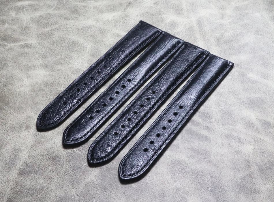 Handmade Thin Men Premium Strap 18 19 20 21 22mm True Belt Wrist Band Real Leather Ostrich Skin Watchband Watch Chain Bracelet