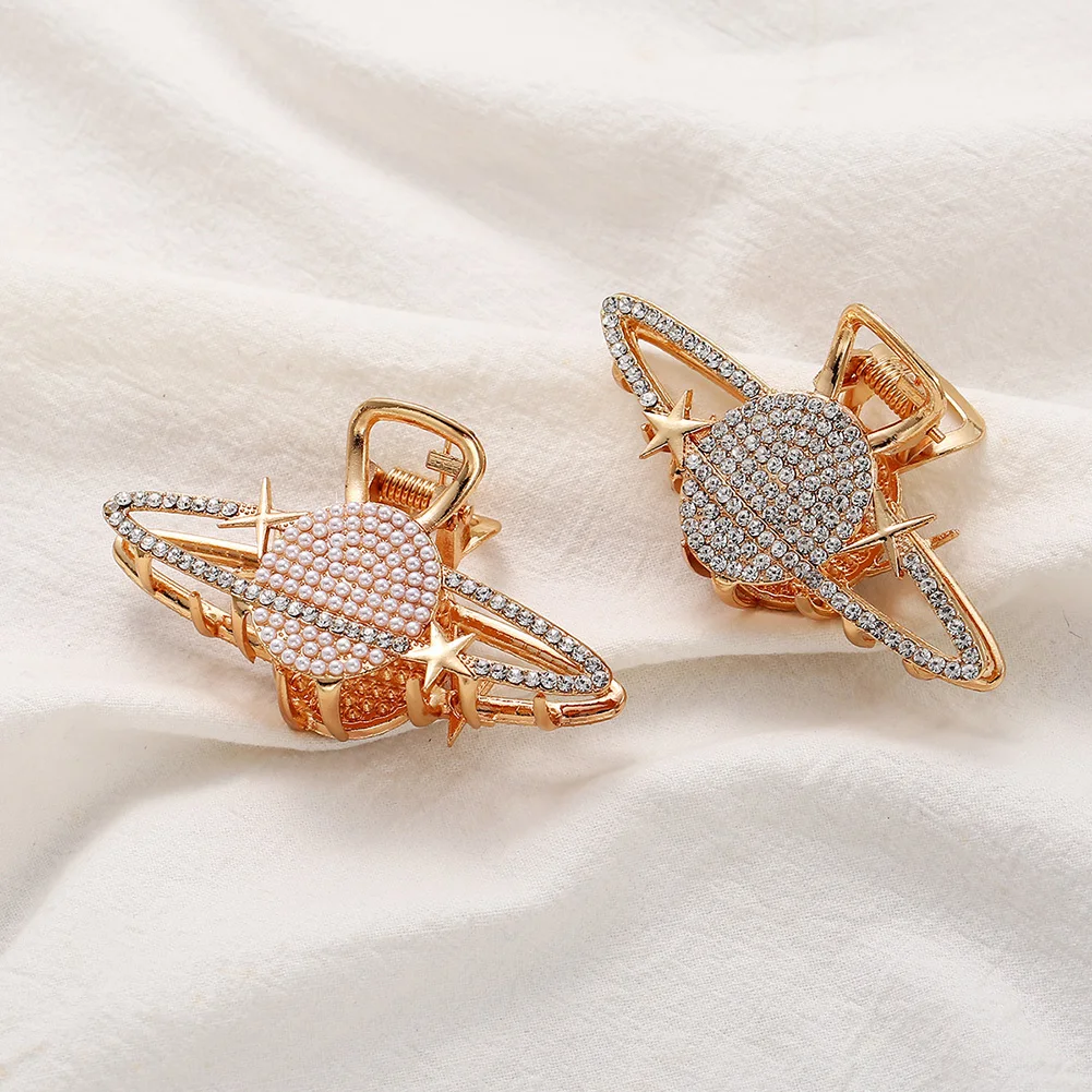 

2022 New Hyperbole Big Pearls Sparkling Crystal Hair Claw Clips Big Size Makeup Hair Styling Barrettes Women Hair Accessories