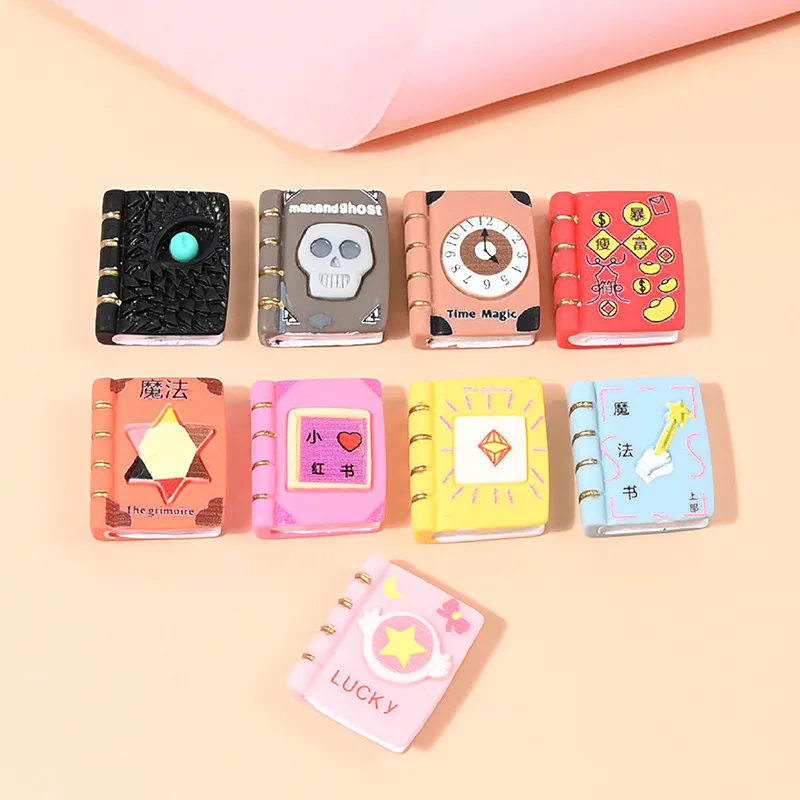 10 шт. кабошоны из смолы с плоской задней стороной, имитация книги для изготовления ювелирных изделий, аксессуары из смолы с плоской задней стороной, мультяшный кабошон для девочек, одежда для волос