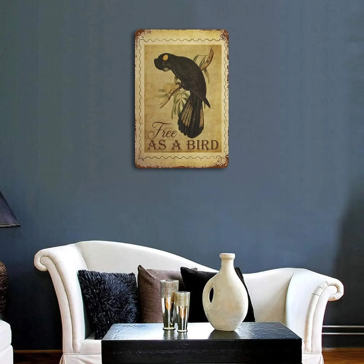 Металлическая Оловянная вывеска акварель Цветная птица алюминиевая