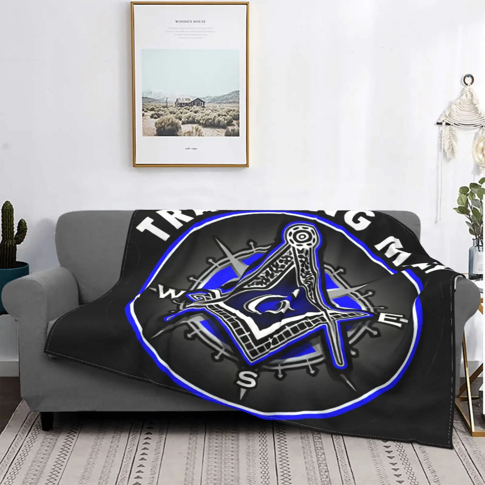 

Masonic Series Shriner Freemason Compass Blanket On The Bed Anime Stich Decorative Sofa Blankets Tapestry Stich Picnic Blanket