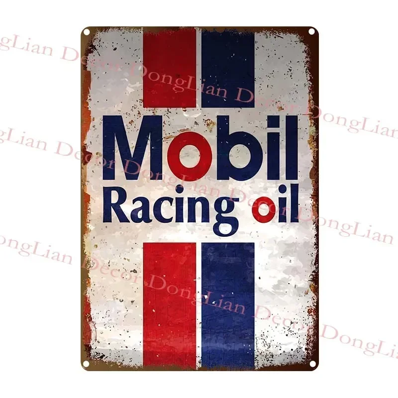 Винтаж Gulf ESSO Mobil Racing Металлическая жестяная вывеска Wadhams Gasolines Motor Oil Garage Service